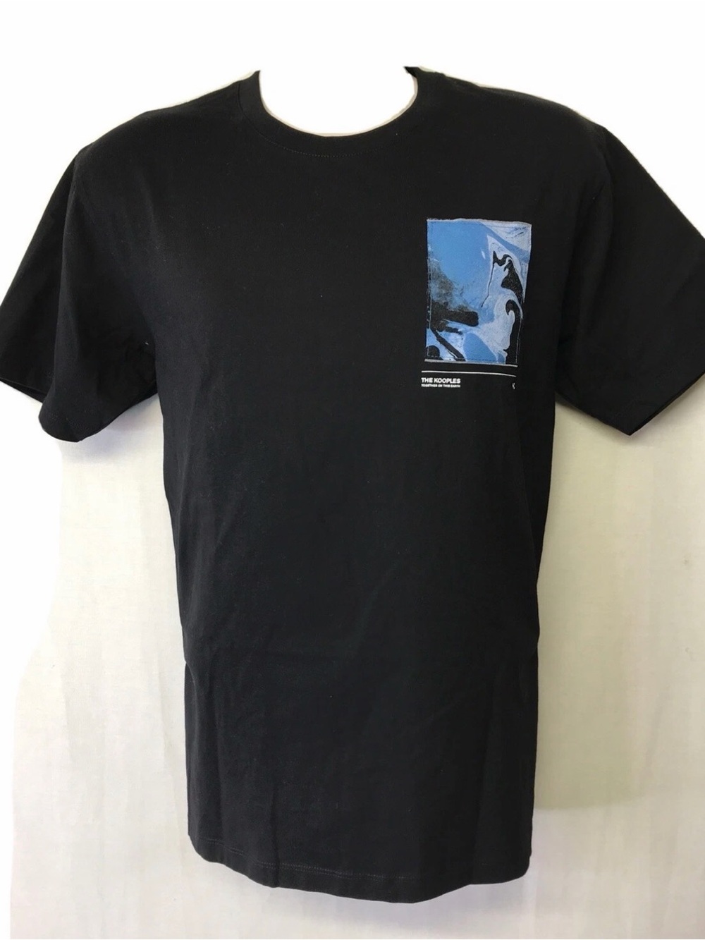 The Kooples Black Short-Sleeve Tee with Blue Pocket Graphic